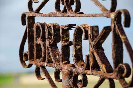 old and rust sign on  the street of Scotland