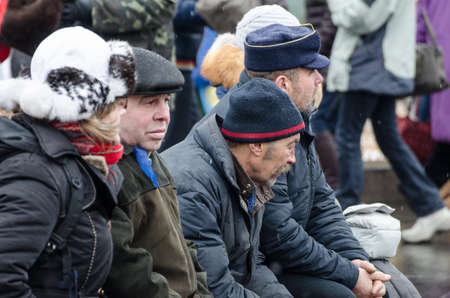 people on street during euromaidan on Ukraine in Kievのeditorial素材