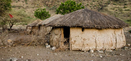 traditional Masai hut made of cow excrement の写真素材