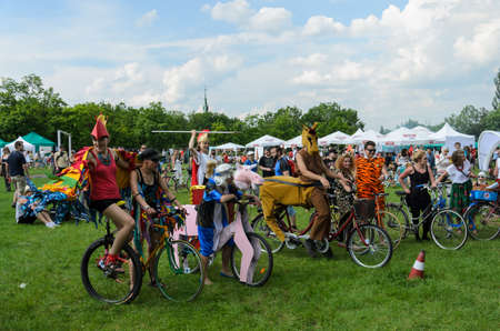 POLAND, CRACOW - 9 JUNE 2013: mayor cycling event in Cracow with 3500 participantsのeditorial素材