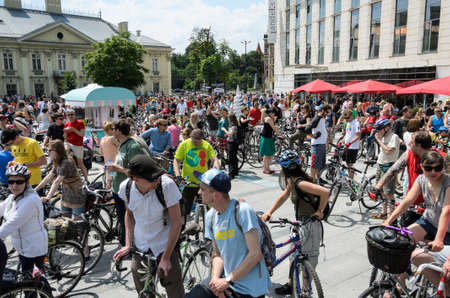 POLAND, CRACOW - 9 JUNE 2013: mayor cycling event in Cracow with 3500 participantsのeditorial素材