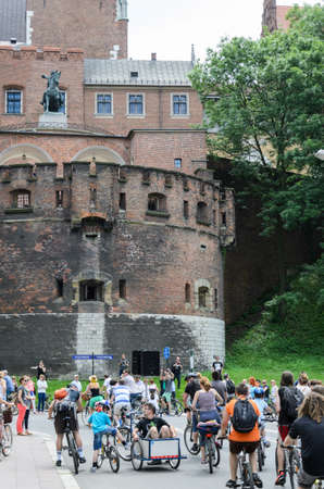 POLAND, CRACOW - 9 JUNE 2013: mayor cycling event in Cracow with 3500 participantsのeditorial素材