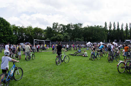 POLAND, CRACOW - 9 JUNE 2013: mayor cycling event in Cracow with 3500 participantsのeditorial素材