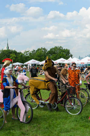POLAND, CRACOW - 9 JUNE 2013: mayor cycling event in Cracow with 3500 participantsのeditorial素材