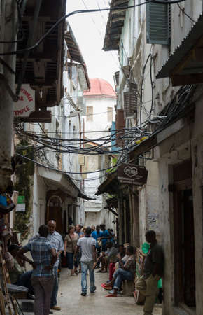 STONE TOWN, TANZANIA - 27 MARCH: narrow streets of Stone Town - main city of Zanzibar, old colonial province - 27 MARCH, 2013, Stone Town, Tanzaniaのeditorial素材