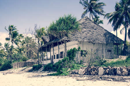 vintage picture of shop  restaurant on the beach の写真素材