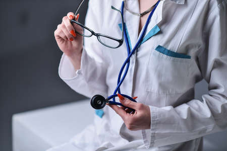A stethoscope in the handsの写真素材