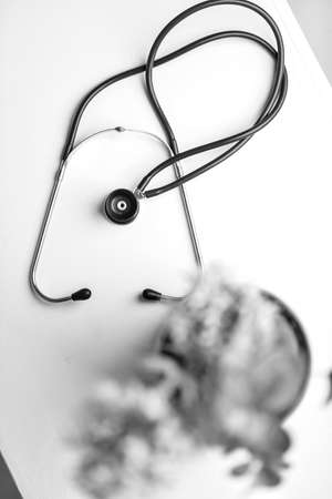 The stethoscope on the doctors Deskの写真素材