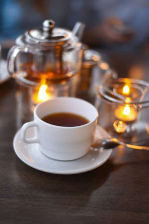 Tea ceremony in the cafeの写真素材