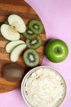 Porridge with fruit for Breakfastの写真素材