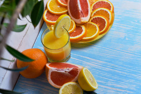 Fruit and juice on the table