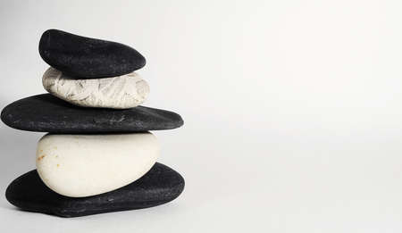 Stones black and white pyramidの写真素材