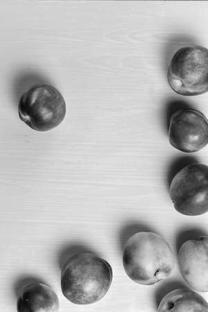 composition of ripe peaches black and white poster