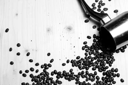 coffee beans on the table black and white poster