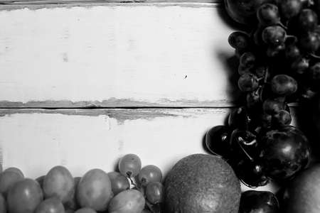 Frame of fruit on the table black and white posterの写真素材