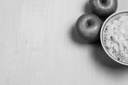 Porridge with apples for breakfast black and white posterの写真素材