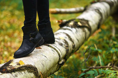 Boots for an autumn walk in the Parkの写真素材