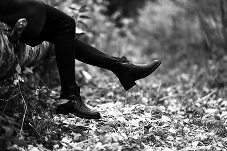 Boots for a walk in the Park  black and white posterの写真素材