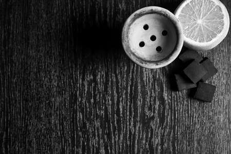 Hookah accessories on the table. Smoking Shisha. Relaxing enviroの写真素材