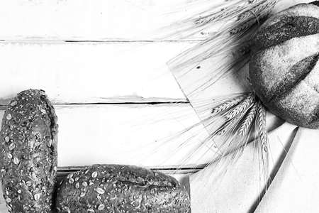 Fresh baked bread with ears black and white posterの写真素材