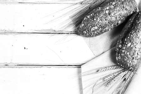 Fresh baked bread with ears black and white posterの写真素材