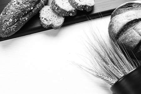 Fresh baked bread with ears black and white posterの写真素材