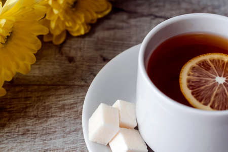 Tea with lemon for Breakfast in the morning. の写真素材