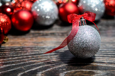 Christmas balls and tinsel to decorate the house. Colorful garlaの写真素材