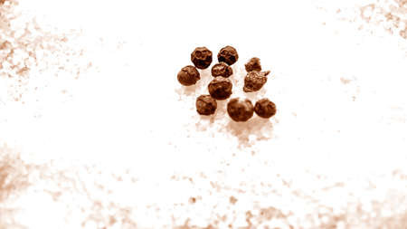 Cinnamon sticks lying on the table in the kitchen. Seasoning forの写真素材