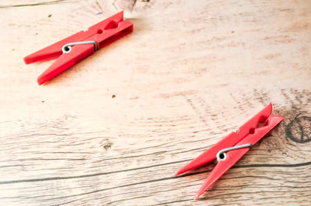 Clips for drying clothes indoors and outdoors. Holders wet clothの写真素材