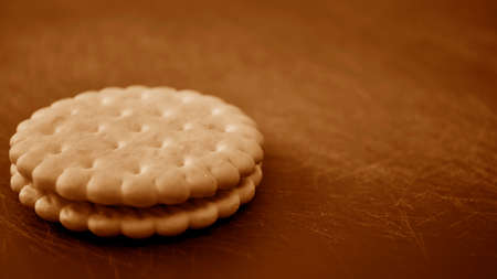 Cookies and milk on the kitchen table. Breakfast in the kitchenの写真素材