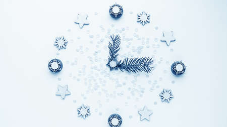 New year's watch on the table, laid out the details. の写真素材