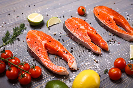Fish sliced on the table for meals. 