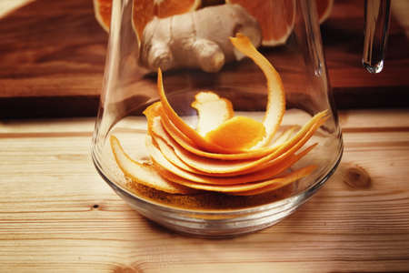 Citrus hot drink hand made from oranges and lemonsの写真素材