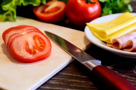 Toast for Breakfast sandwich with vegetables. Healthy eatingの写真素材