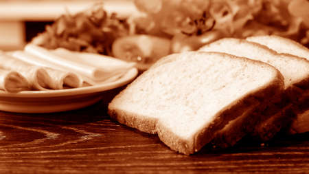 Toast for Breakfast sandwich with vegetables. Healthy eatingの写真素材