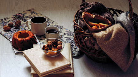 Coffee and delicious pastries for breakfast in the morning. の写真素材