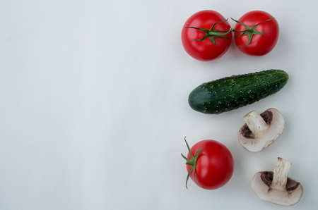 Background of natural products: vegetables, mushrooms and herbsの写真素材