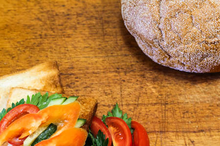 Fresh toast with tea on the table in the morning. Tasty food. Toの写真素材