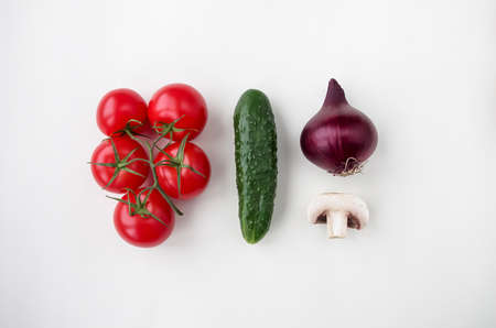 Background of natural products: vegetables, mushrooms and herbs.の写真素材