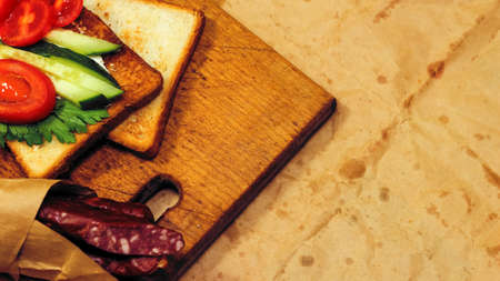 Fresh toast with tea on the table in the morning. Tasty food. Toの写真素材