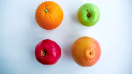 Background of fresh sliced fruit on a table in the afternoの写真素材