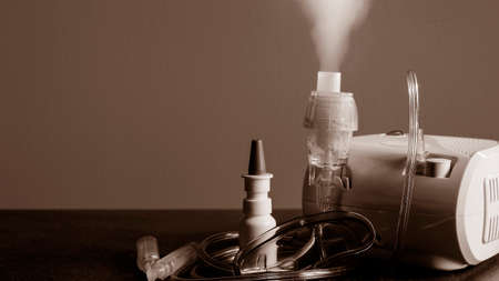 Medical nebulizer for the treatment of bronchitis. Camera againsの写真素材