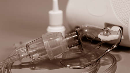 Medical nebulizer for the treatment of bronchitis. Camera againsの写真素材