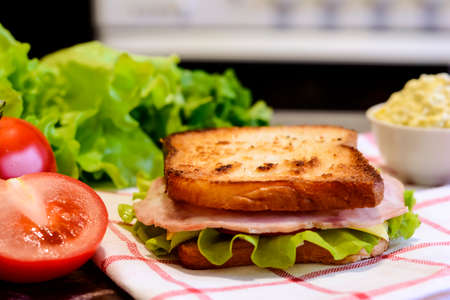 Toast for Breakfast sandwich with vegetables. Healthy eating forの写真素材