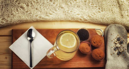 A cup of sweet home teaの写真素材