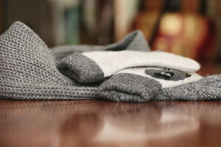 Knitted details of warm clothes sweaterの写真素材