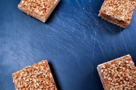 Pieces of cake lying on the table. Dessert for Breakfastの写真素材