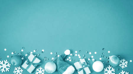 Christmas gifts and decorations on the table. Decorative elementの写真素材