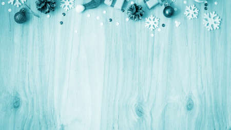 Christmas gifts and decorations on the table. Decorative elementの写真素材